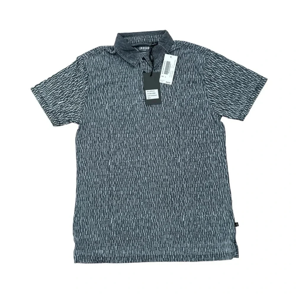 American Vintage Blue Grey Polo T-Shirt Top Tee Norman Short Sleeve Small NWT